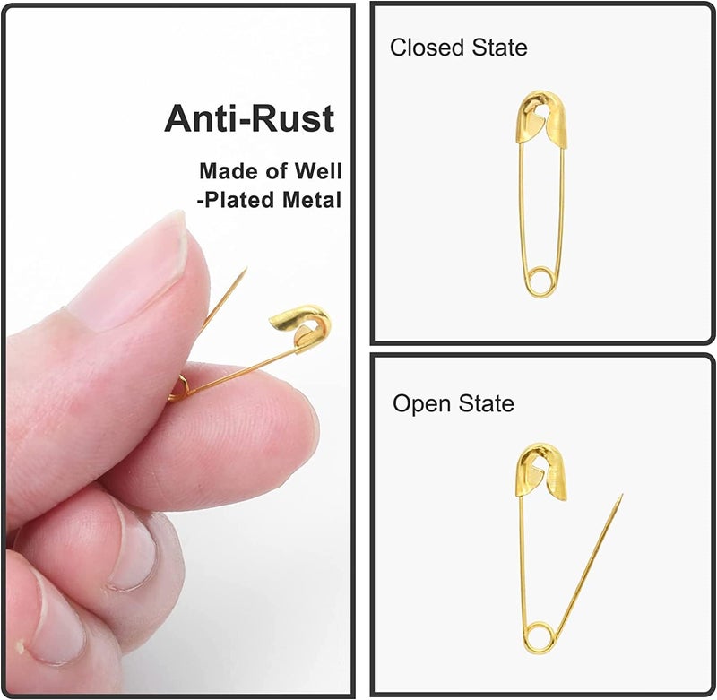 Bezall Small Safety Pins Gold Bulk for Clothes Quilting Sewing Fastening Garment Hang Tags Jewelry Making, 19mm Metal (1000Pcs) - Image 4